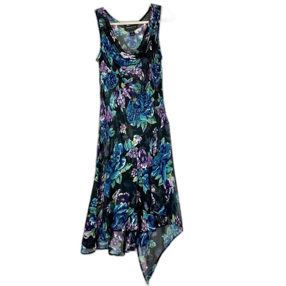 Vintage Connected Apparel Beaded Floral Whimsigoth Midi Dress Size Large Fairy - Picture 1 of 8